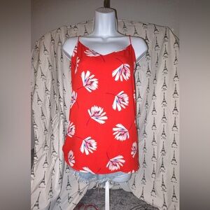 Express Red and White Relaxed Camisole Top